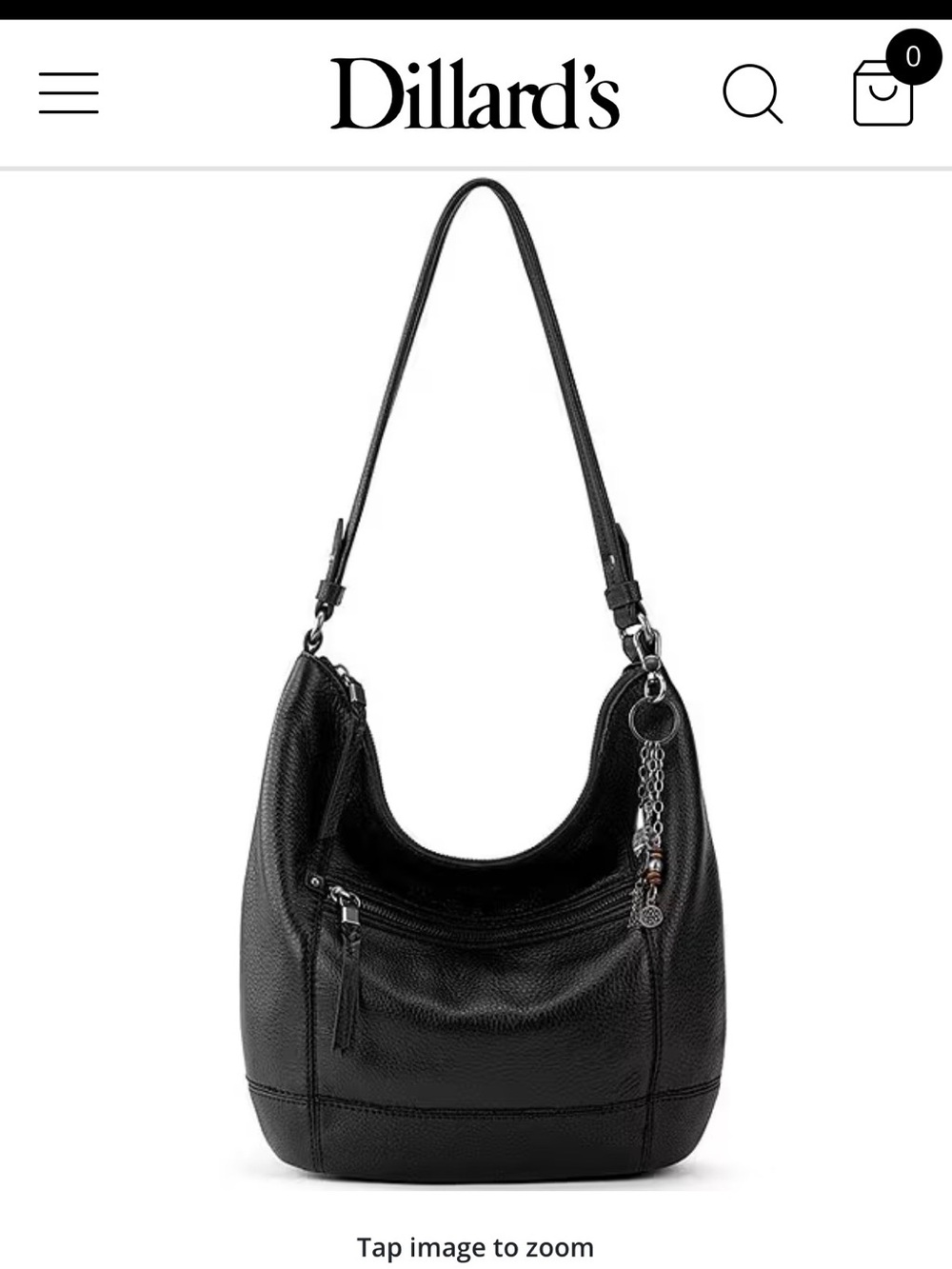 The Sak Black Sequoia Pebbled Leather Shoulder Hobo with Chain Charm NEW
